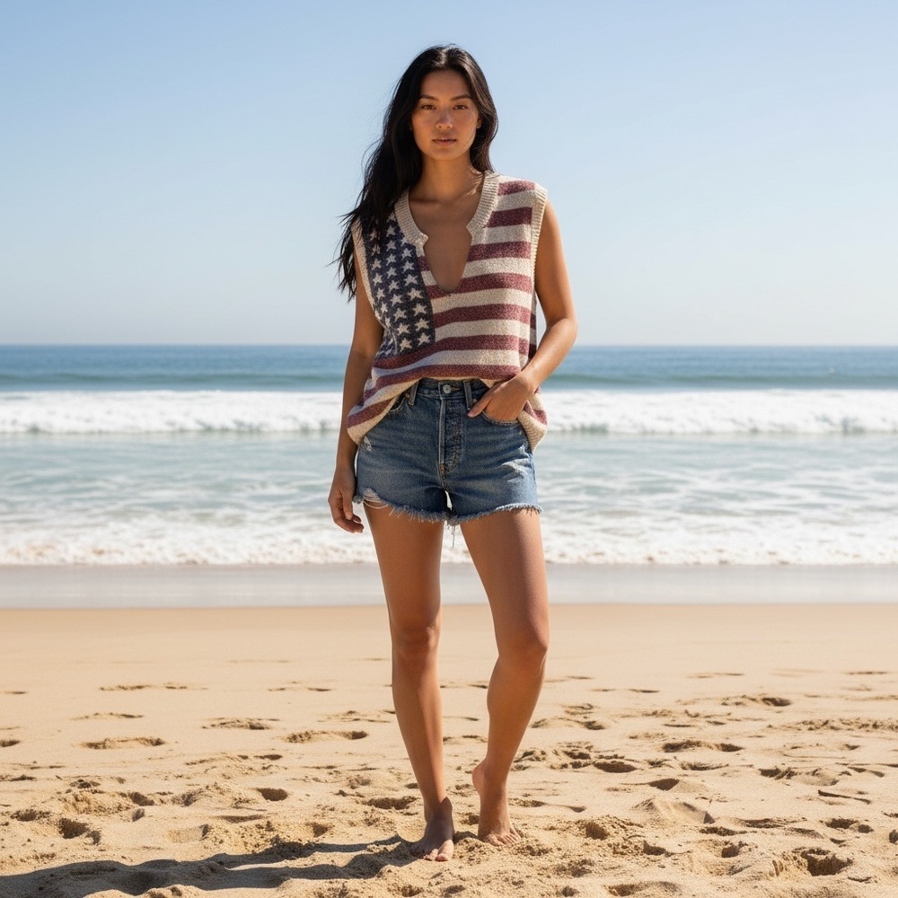 POL, Americana Flag Knit Tank, Sz Small, Like New